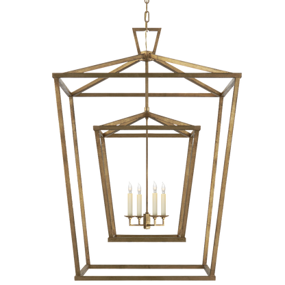 Large Darlana Double Cage Lantern by Visual Comfort in Gilded Iron CHC2199GI | Open Cage Lanterns | Lighting Connection