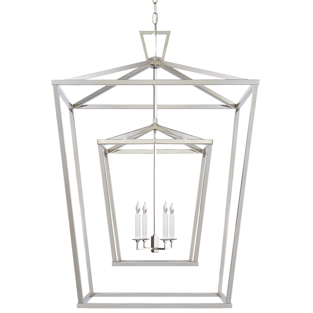 Large Darlana Double Cage Lantern by Visual Comfort in Polished Nickel CHC2199PN | Open Cage Lanterns | Lighting Connection
