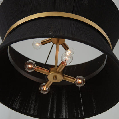 Brielle Black Rope Pendant, Pendant, Black Rope and Patinaed Brass