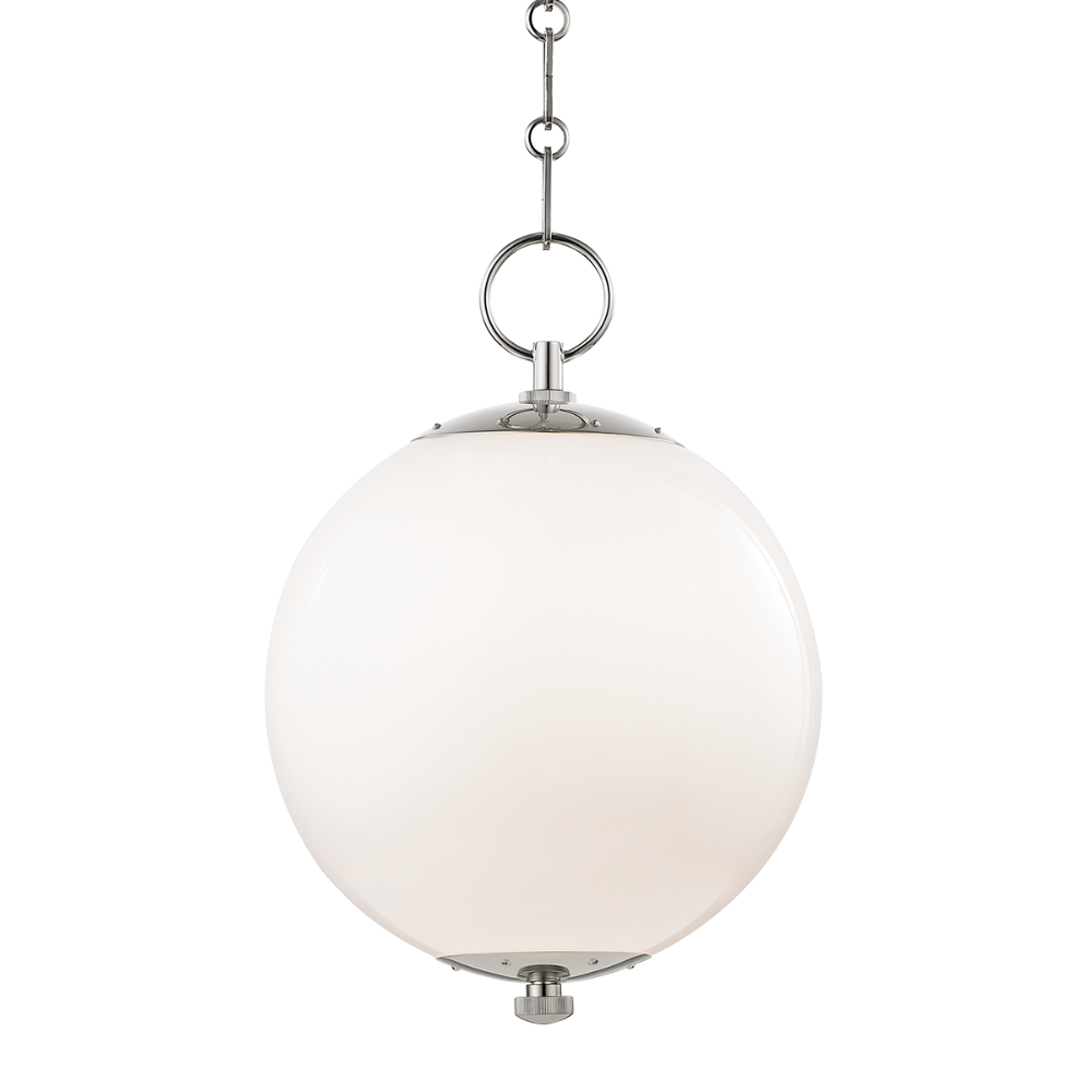 Christabel Pendant, Glass Pendant, Polished Nickel