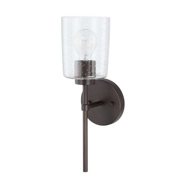 Greyson 1 Light Sconce in Bronze with Clear Seeded Glass Shade by Capital Lighting 628511BZ-449