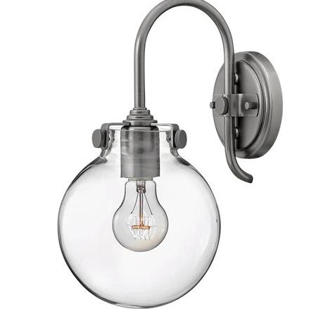 Congress 1 Light Globe Vanity in Antique Nickel with Clear Glass Shades by Hinkley Lighting 3174AN