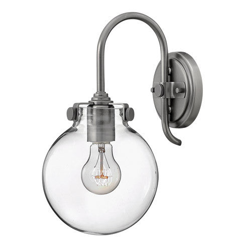 Congress 1 Light Globe Vanity in Antique Nickel with Clear Glass Shades by Hinkley Lighting 3174AN