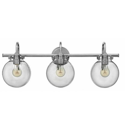 Congress 3 Light Globe Vanity in Chrome with Clear Glass Globes by Hinkley Lighting 50034CM