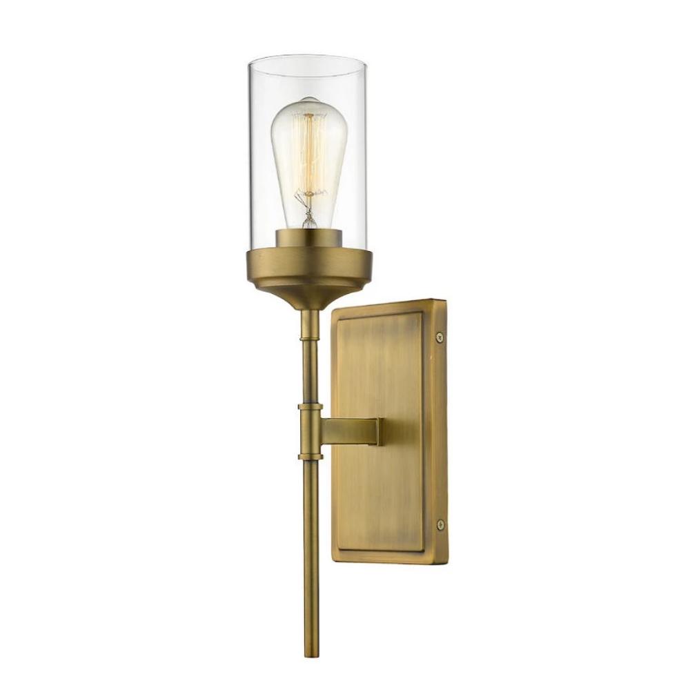 Calliope Sconce, 1-Light Wall Sconce, Foundry Brass, Clear Glass