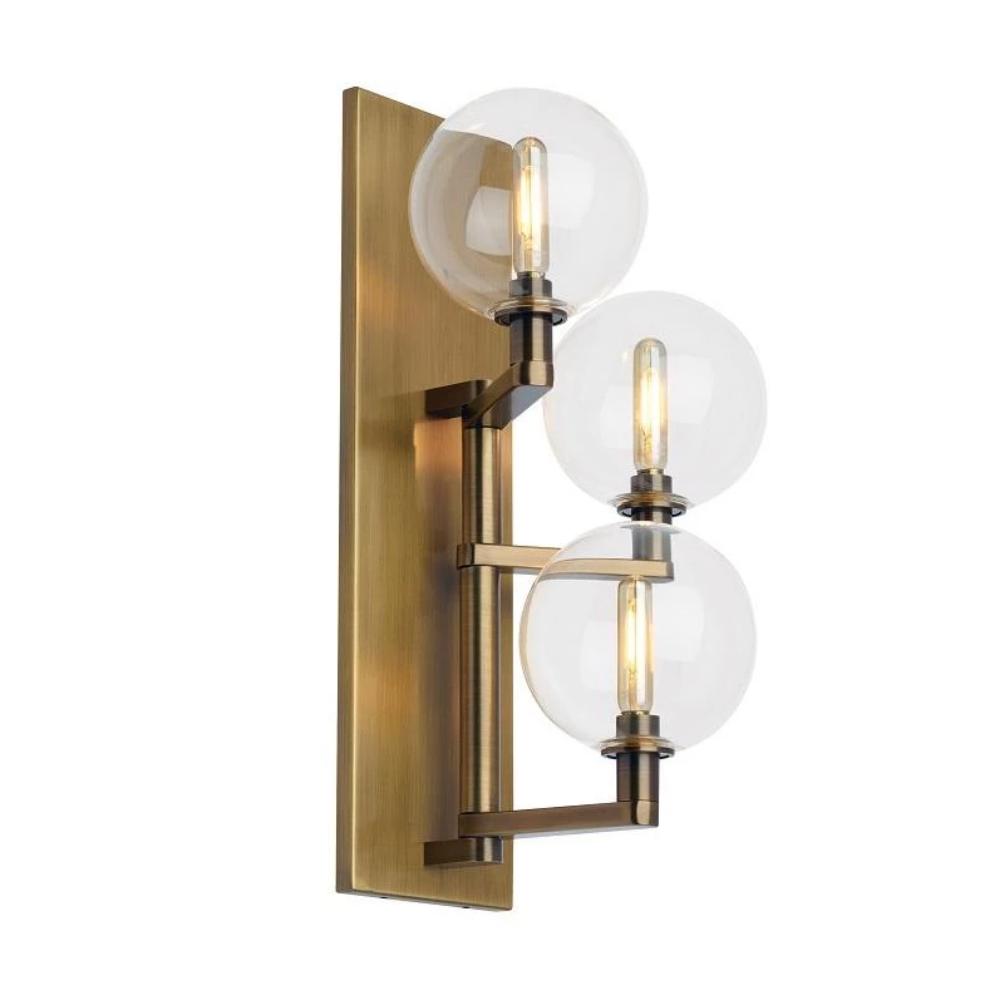Gambit Sconce, 3-Light Wall Sconce, Aged Brass