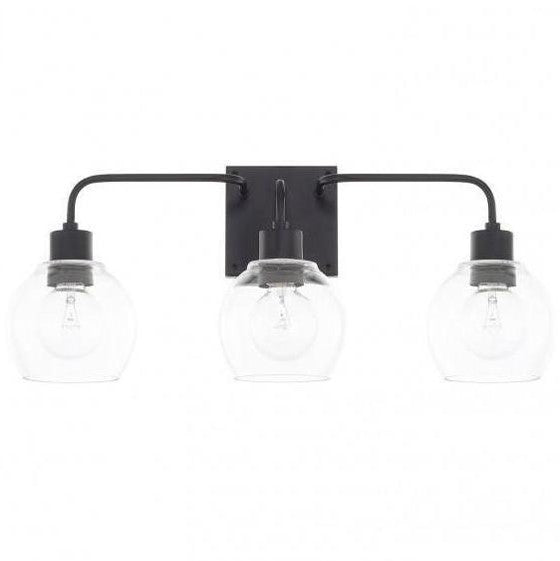 Tanner 3 Light Vanity in Matte Black with Clear Glass Shades by Capital Lighting 120031MB-426